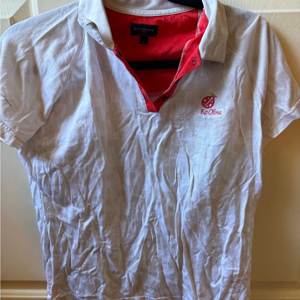 Burberry Ko Olina Polo Shirt - White with Red Accents